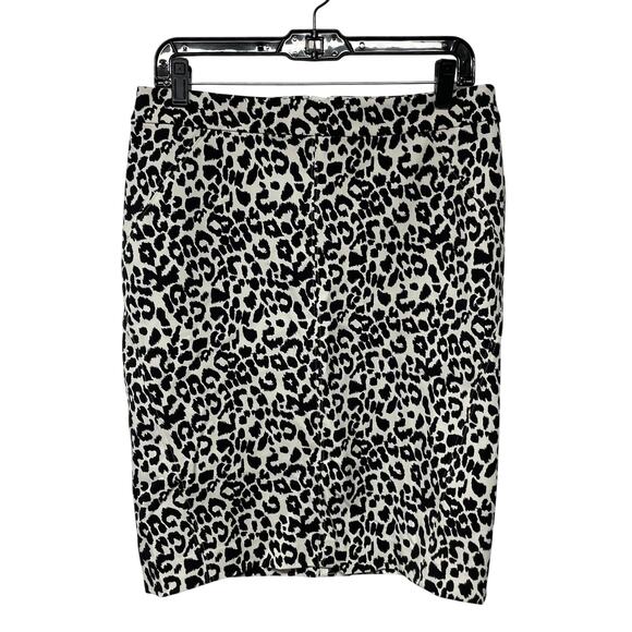 Ann Taylor Womens Black White Animal Print Straight Pencil Skirt Size 10 Career - Picture 1 of 12